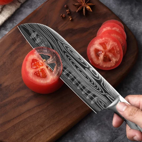 Individual Damascus Laser Pattern Chef Knives - Image 4