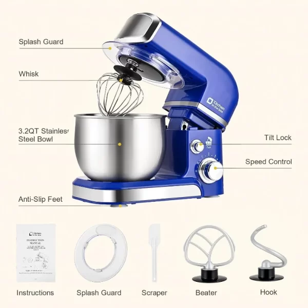 Kitchen in the Box Lightweight Stand Mixer 3.2Qt 6 Speed - Image 3