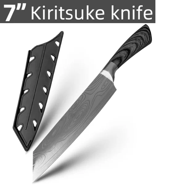 Individual Damascus Laser Pattern Chef Knives - Image 12