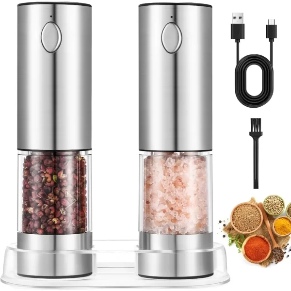 Stainless Steel Electric Salt and Pepper Grinders USB Rechargeable - Image 8