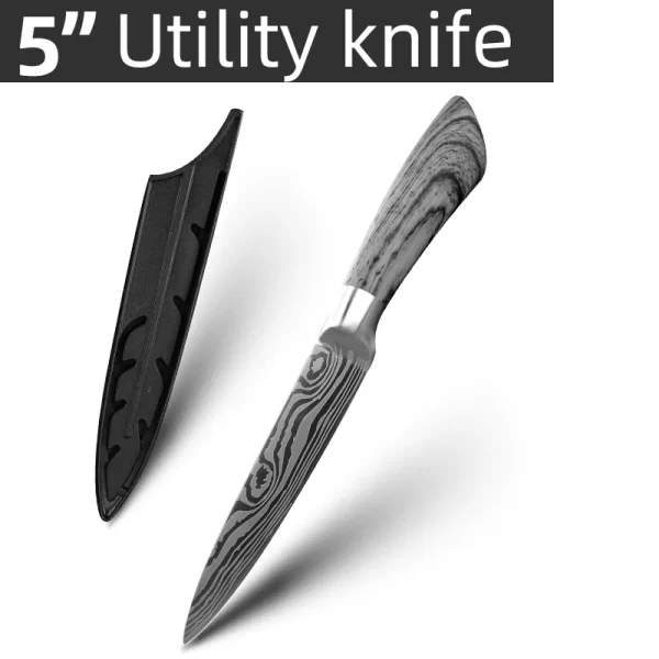 Individual Damascus Laser Pattern Chef Knives - Image 9