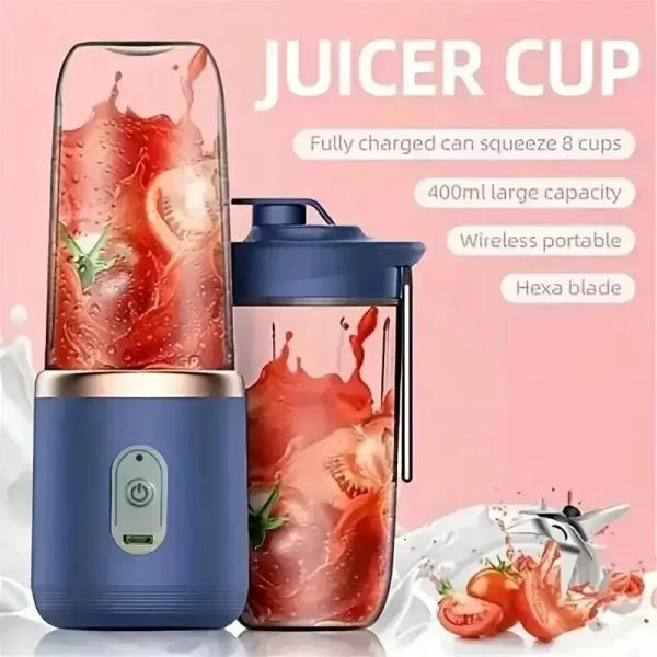 6 Blades Portable Juice Blender Double Cup with Drinking Cover - Image 4