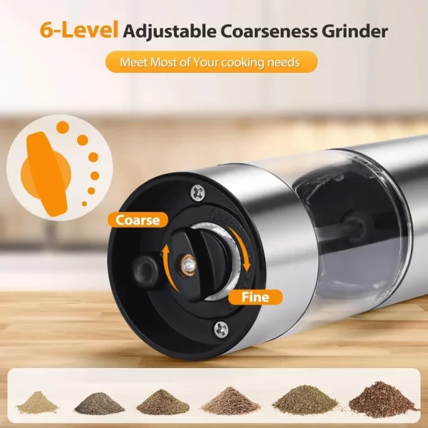 Stainless Steel Electric Salt and Pepper Grinders USB Rechargeable - Image 4