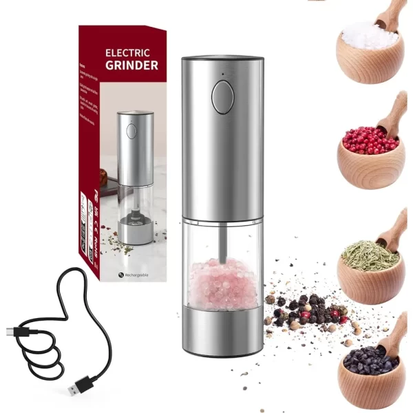 Stainless Steel Electric Salt and Pepper Grinders USB Rechargeable - Image 7