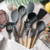 12PCS Silicone Kitchenware Non-Stick Wooden Handle Cookware Kitchen Utensils Set - Image 3