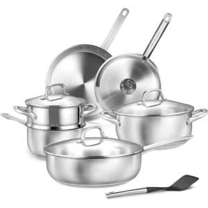 Stainless Steel Cookware Set 10pcs, Oven Safe.